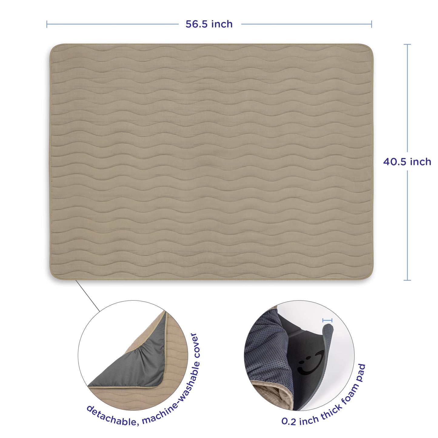 Ubbi Baby Floor Mat, Thick And Comfortable 40.5 X 57 Padded Play Mat For Babies And Toddlers, Detachable Cotton Muslin Cover, Ma
