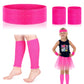 Sintege 80s Leg Warmer for Kid Girl Neon Leg Warmer Headband Wristband 1980s Fancy Accessory for Cosplay Party(Pink, Rose Red)