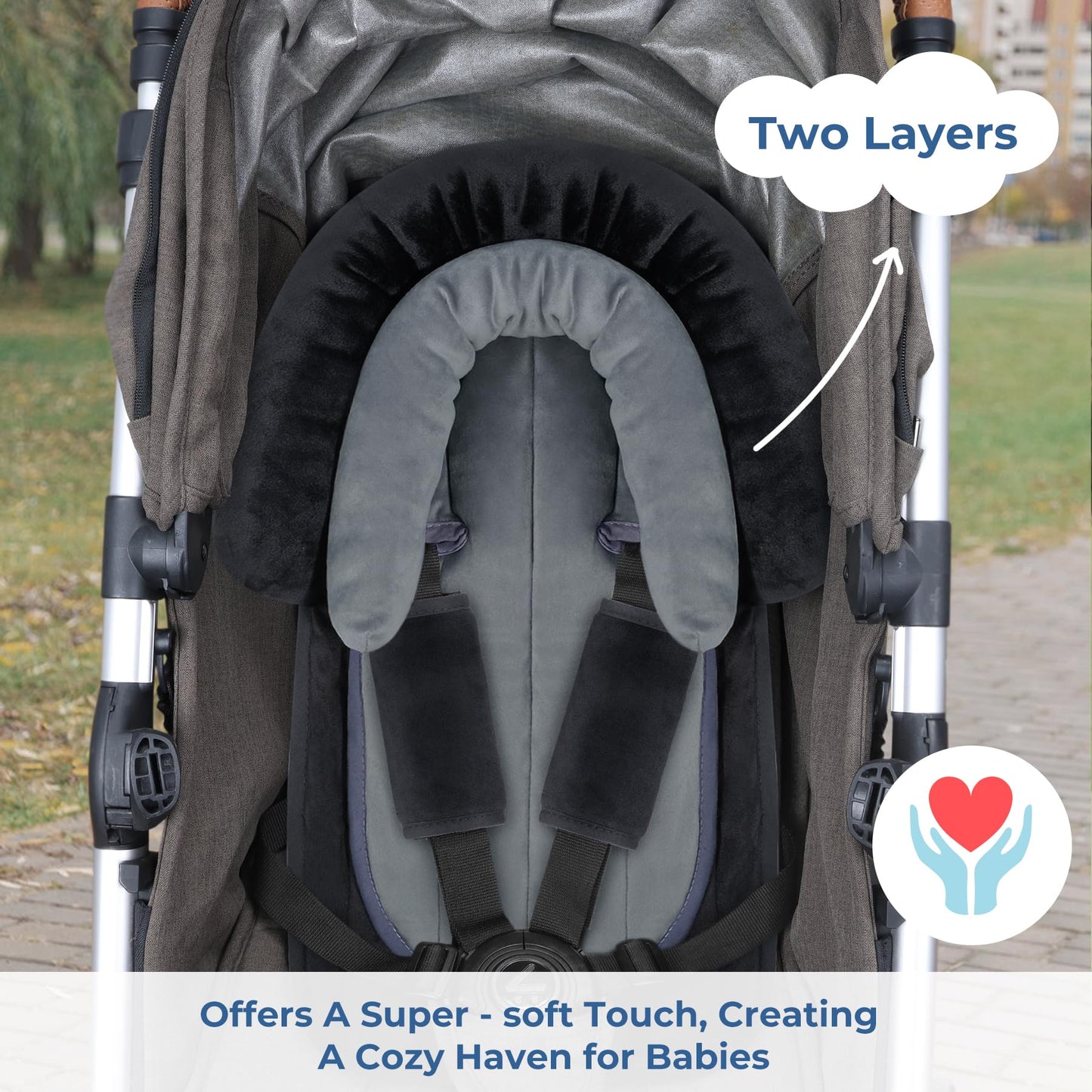Coolbebe New Babybody Support & Strap Covers Set For Newborn Infant Toddler- Extra Soft Stroller Cushion Pads Car Seat Insert, P