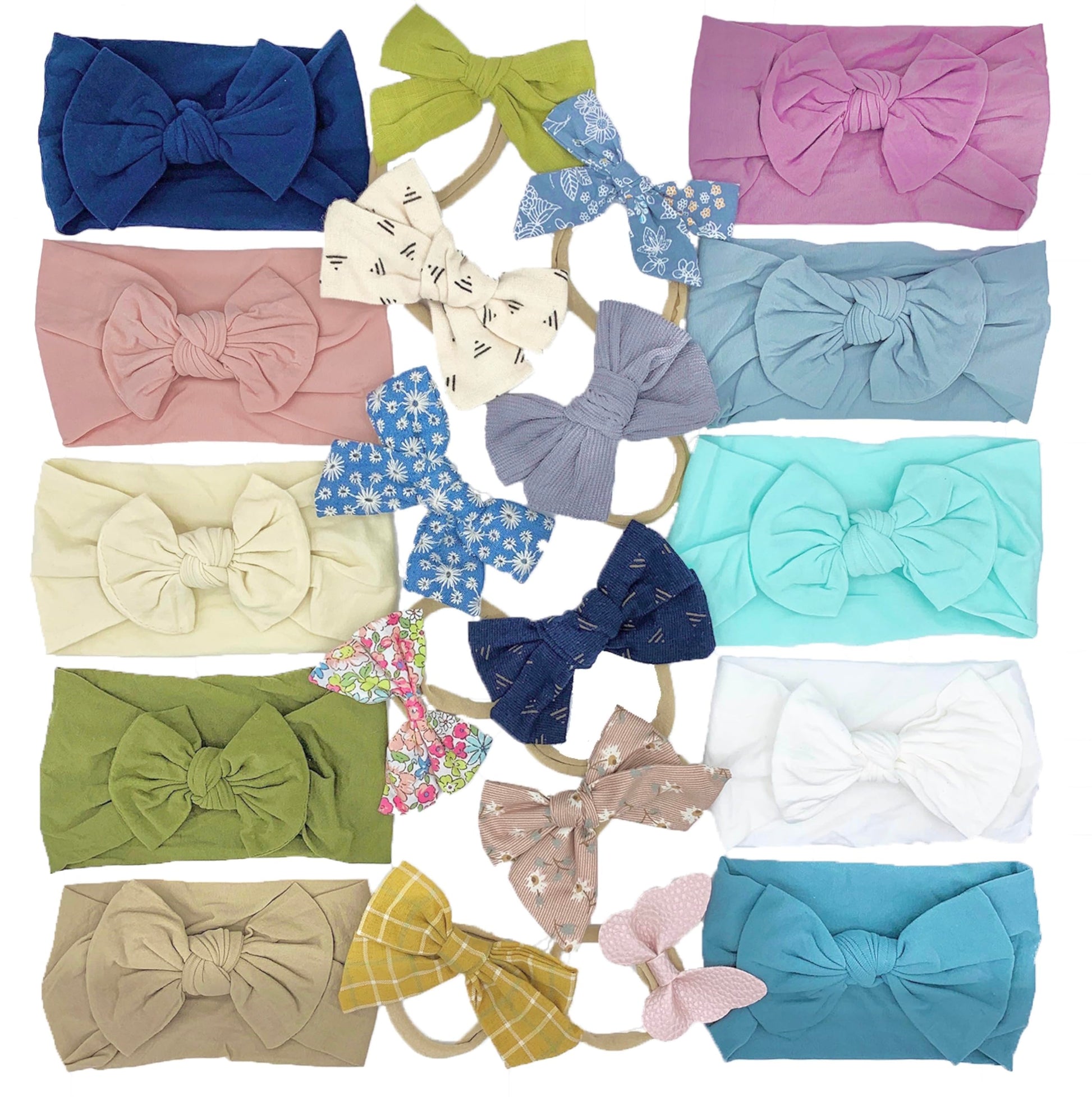 Diapersquad'S Baby Girl Bow Headbands Newborn Infant Toddler 20-Pack Hairbands And Bows Child Hair Accessories