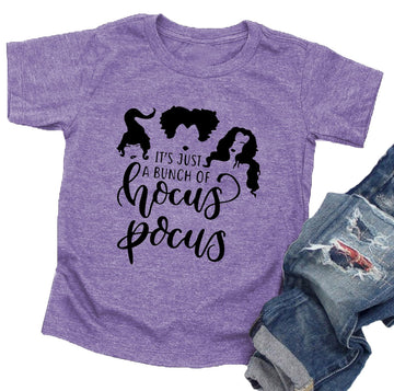 It'S Just A Bunch Of Hocus Pocus Halloween T Shirt Toddler Boys Girls Sanderson Sister Graphic Tee Shirts(Purple,100)