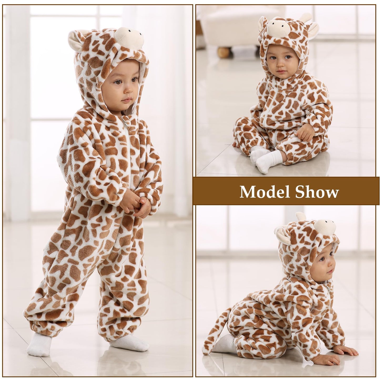 Tonwhar Infant And Toddler Halloween Cosplay Costume Kids' Animal Outfit Snowsuit(2-3T,Brown Cow)