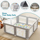 Seeday Foldable Baby Playpen, 51 Playpen for Babies and Toddlers with Mat Ocean Balls and Pull Links, Play Pen with Soft Breatha