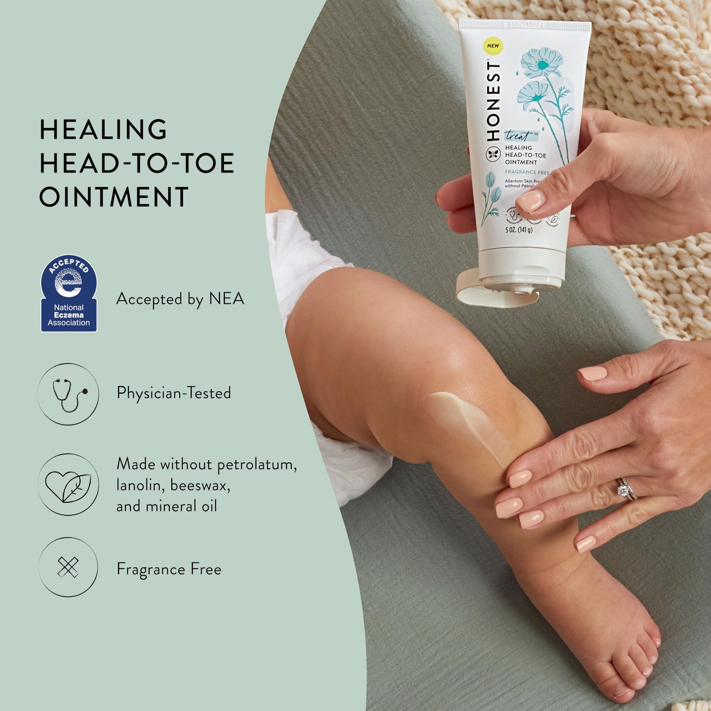 The Honest Company Head To Toe Multi-Purpose Healing Ointment  Gentle For Baby  Hypoallergenic, Vegan, Allantoin-Powered  5 Oz