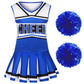 Koatobbor Girls Cheerleader Costume Cheerleading Outfit Dress For Halloween Party Birthday Gift 3-9Years (3-4 Years, Blue)