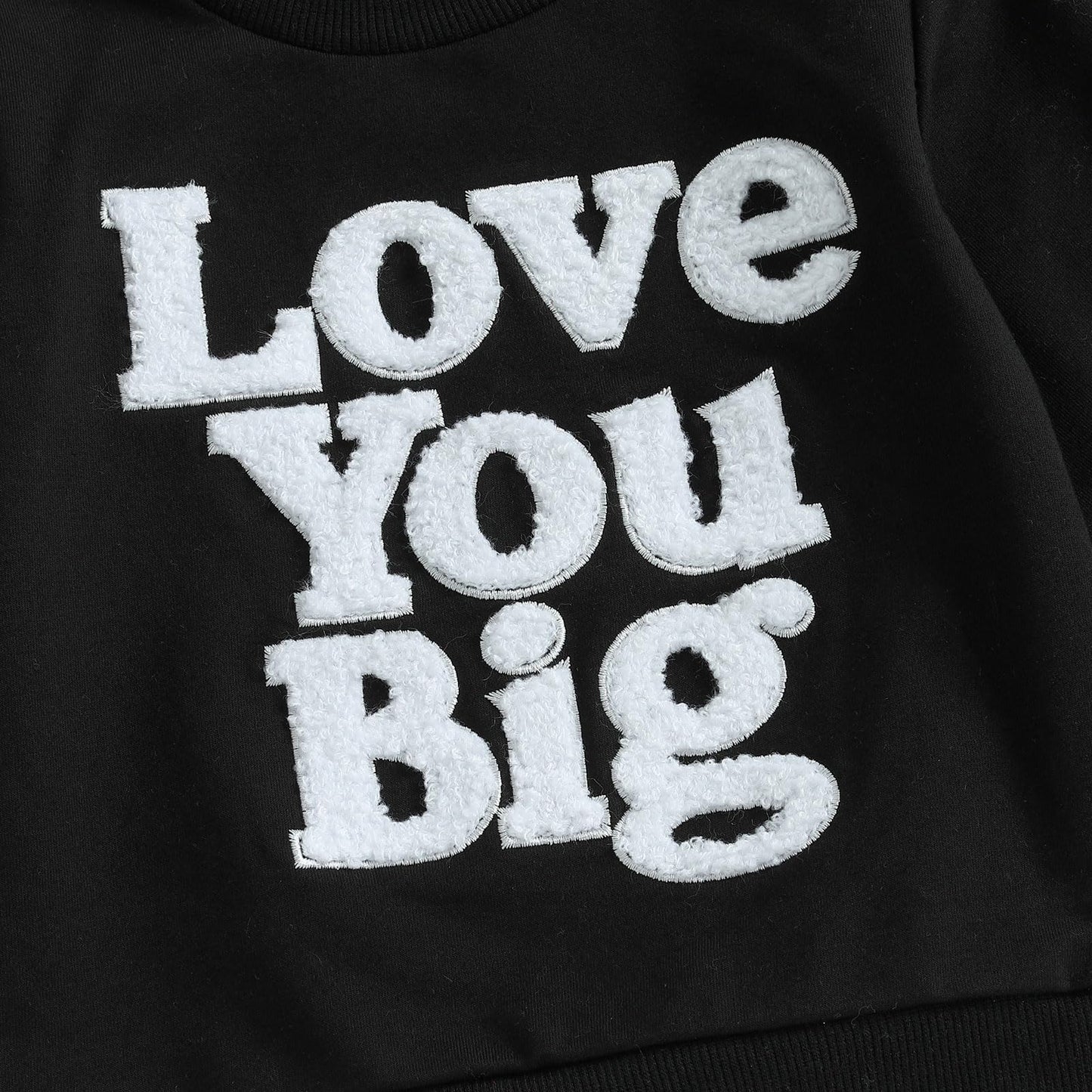 Nzndshd Valentines Day Baby Boy Outfit Letter Embroidered Long Sleeve Sweatshirt Heart Print Pants Set 2Pcs Clothes (Black Love
