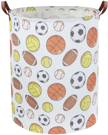 TIBAOLOVER Sports Kids Laundry Basket Basketball Soccer Laundry Hamper Toy Storage Bin Organizer Baby Hamper for Boys Room Decor