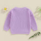 Toddler Infant Baby Girl Knit Sweater Big Sister Little Sister Matching Outfits Long Sleeve Pullover Sweatshirt (Purple, 18-24 M