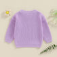 Toddler Infant Baby Girl Knit Sweater Big Sister Little Sister Matching Outfits Long Sleeve Pullover Sweatshirt (Purple, 3 Years
