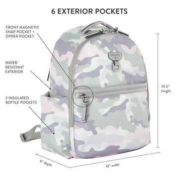 Twelvelittle Midi Go Diaperbag Backpack With Changing Pad, Diaper Bag Backpack For Moms Or Dads With Insulated Pockets In Blush