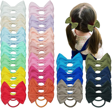 40 Pcs Hair Accessories - 3 Inch Bows, Rubber Bands, Ponytail Holders Elastics & Pigtail Bows For Girls & Toddlers