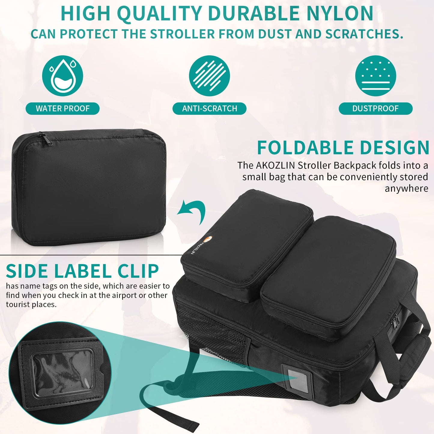 Akozlin Foldable Stroller Travel Bag Backpack 14.2'X6'X18.2'Compatible For Gb Pockit Air Plus Stroller Carry Bag[Not For Gb A