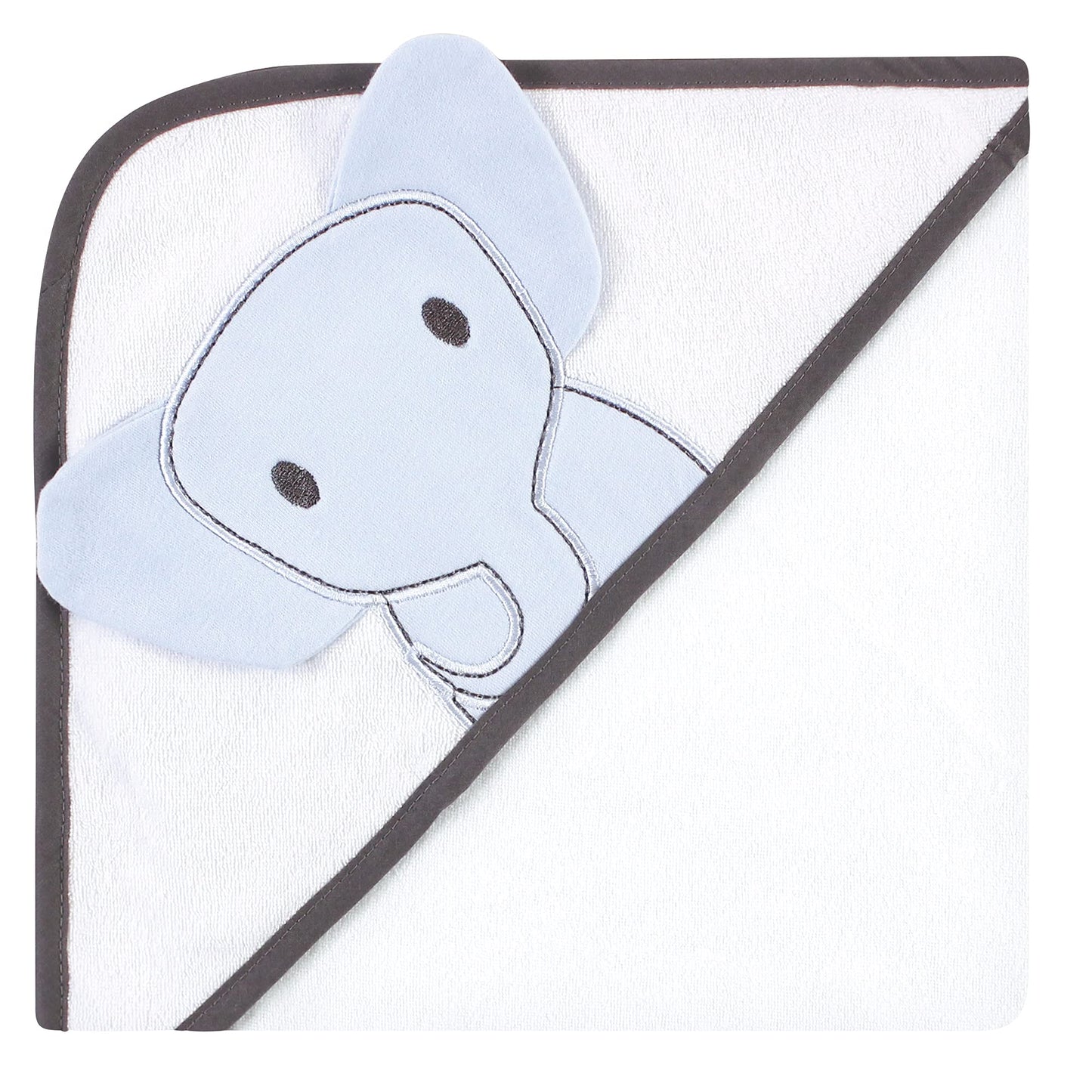 Hudson Baby Unisex Baby Cotton Rich Hooded Towels, Blue Elephant, One Size