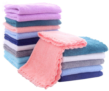16 Pack Baby Washcloths - Luxury Multicolor Coral Fleece - Extra Absorbent And Soft Wash Clothes For Newborns, Infants And Toddl