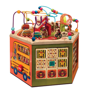 B. toys- Youniversity- Wooden Activity Cube - Developmental Learning Center - Toys for Toddlers, Kids - Alphabet, Numbers, Shape