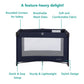 Dream On Me Zazzy Portable Playard with Bassinet in Navy, Packable and Easy Setup Baby Playard, Lightweight and Portable Playard