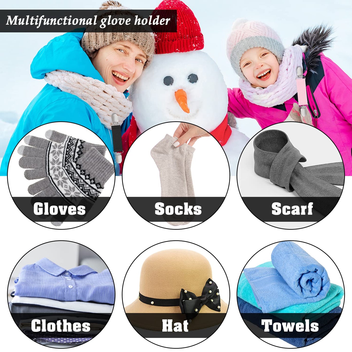 Zkptops 4 Pairs Mitten Clips For Kids Toddlers Baby Elastic Gloves Clips Tight Winter Mitten Clips Gloves Holder Strap Hook Atta