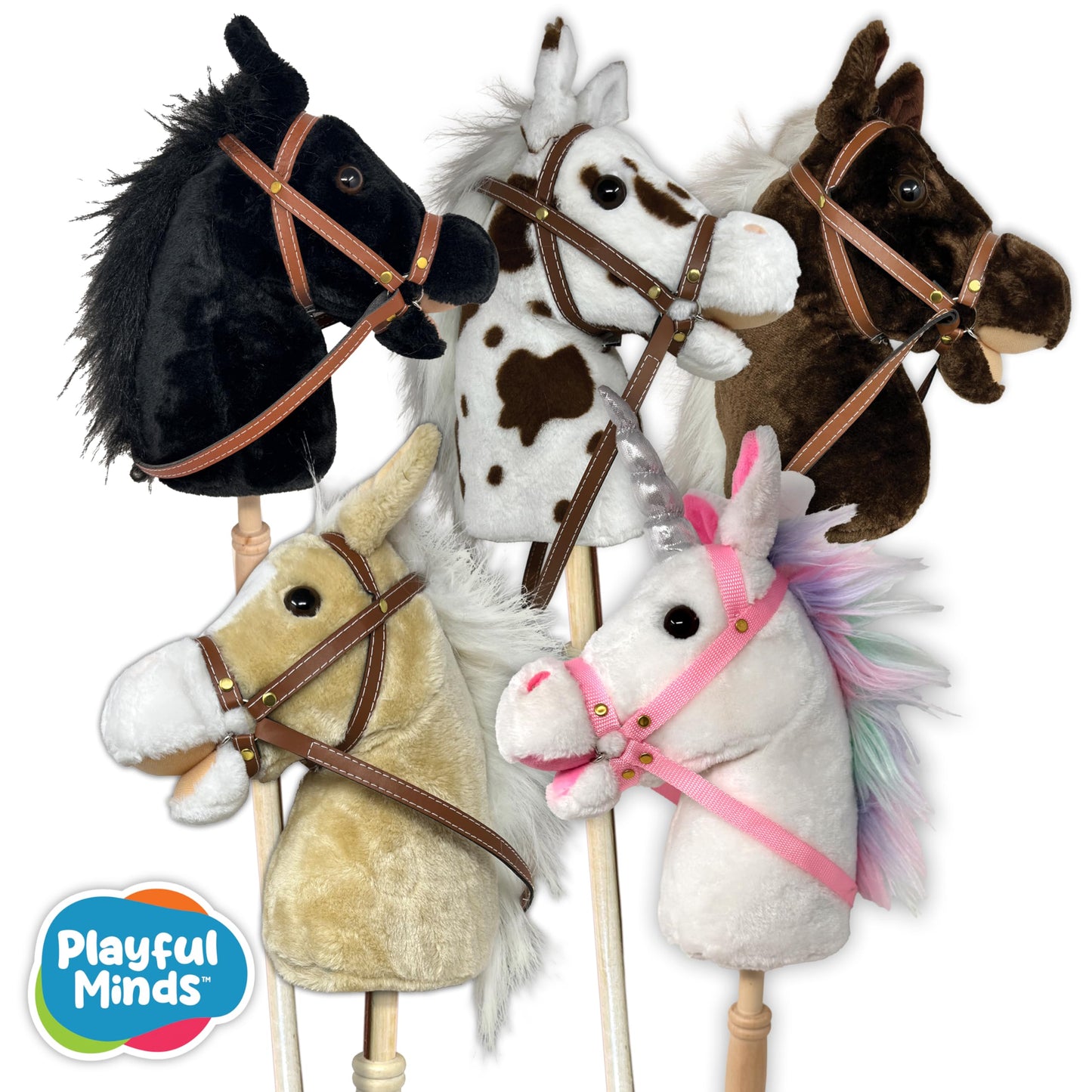 Stick Horse | Plush Handcrafted Hobby Horse Stick Pony Provides Fun Pretend Play for Toddlers & Preschoolers | Handsewn, Sturdy