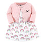 Hudson Baby Baby Girls' Cotton Dress And Cardigan Set, Modern Rainbow, 12-18 Months
