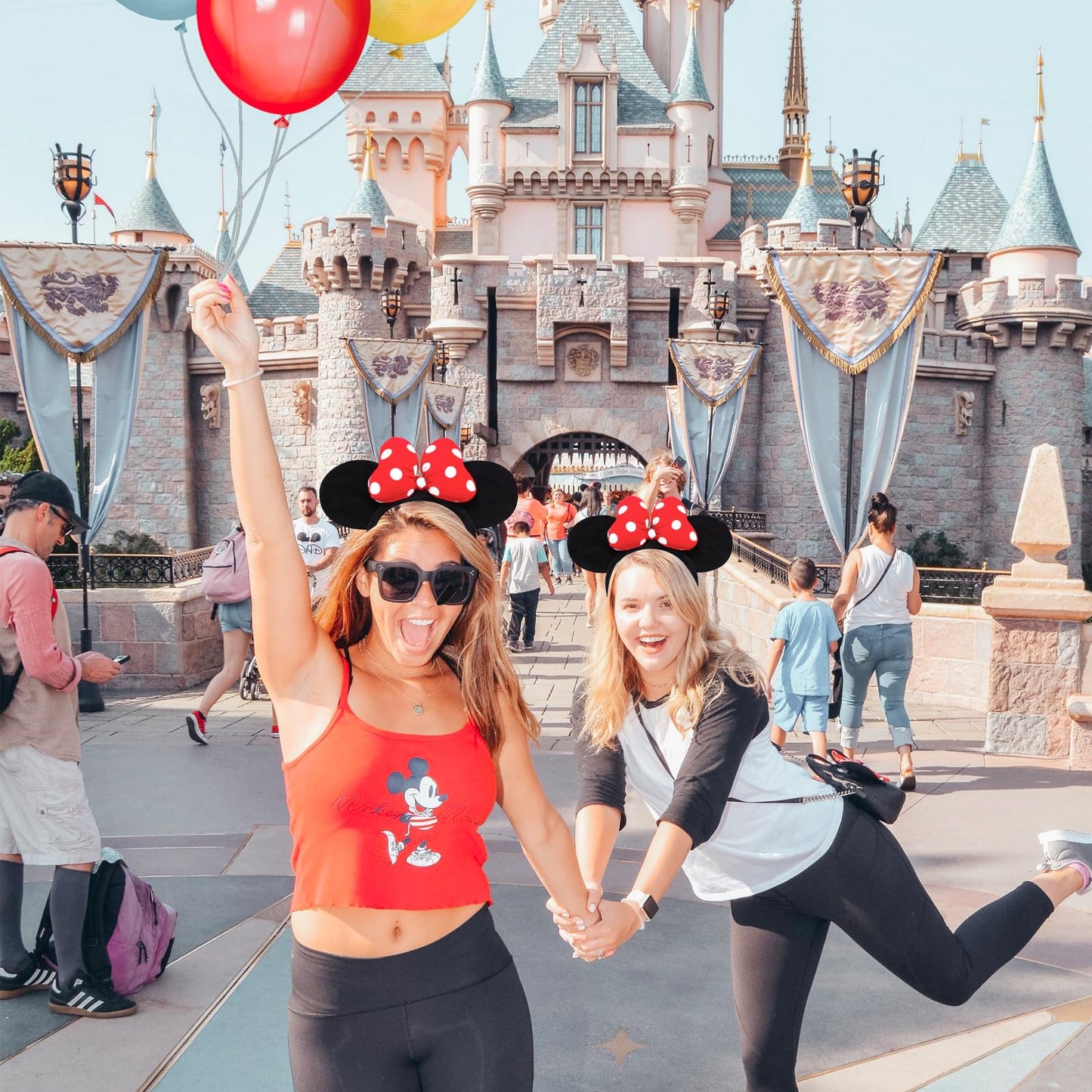 Odocare Handmade Mouse Ears Headband For Women And Girls, 3D Polka Dot Bow Minnie Ears Costume Accessories(Red-White Dots)