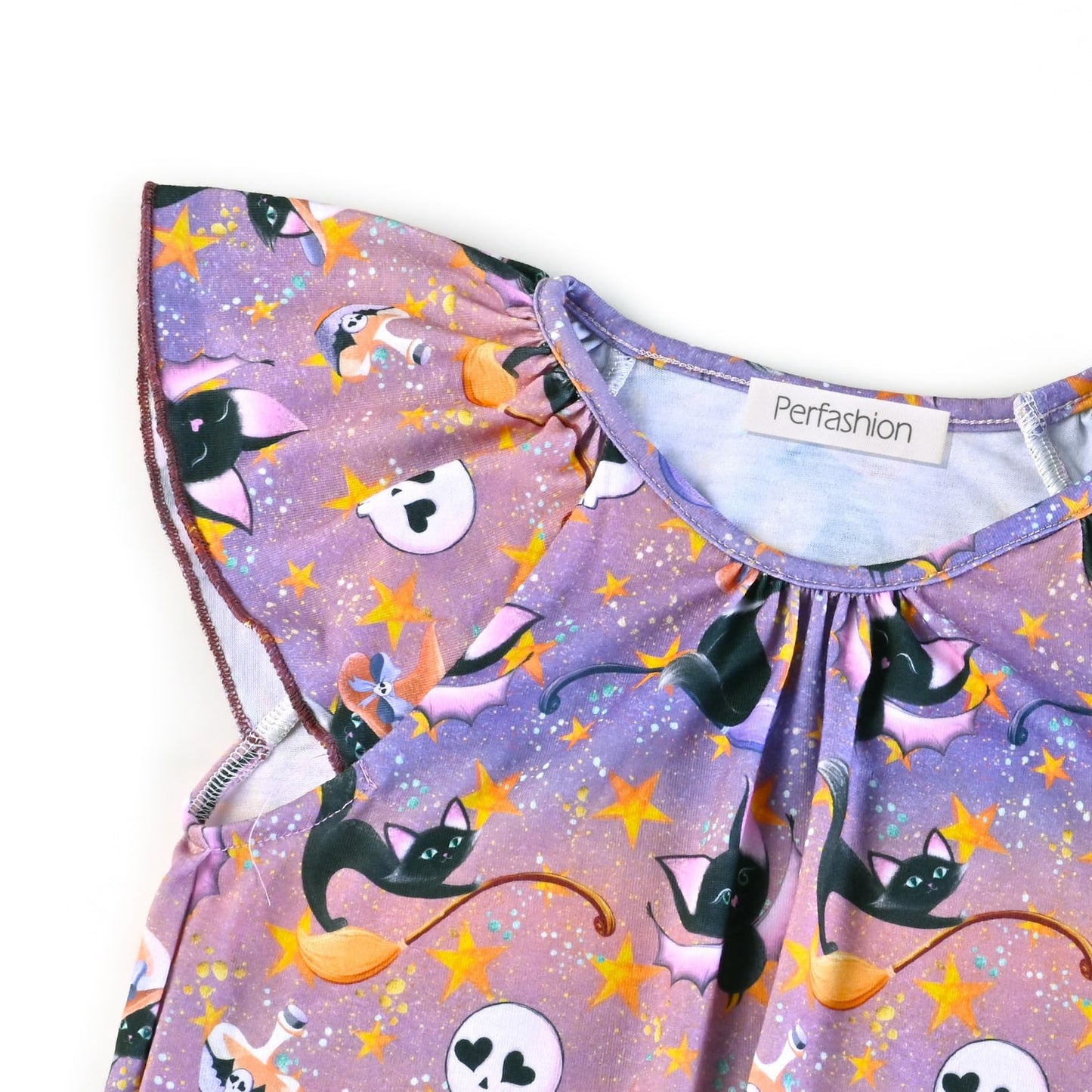 Perfashion Halloween Costume For Kids Cotton Nightgown For Girls 10 11 Years Ruffle Sleeve Bats Sleep Shirts