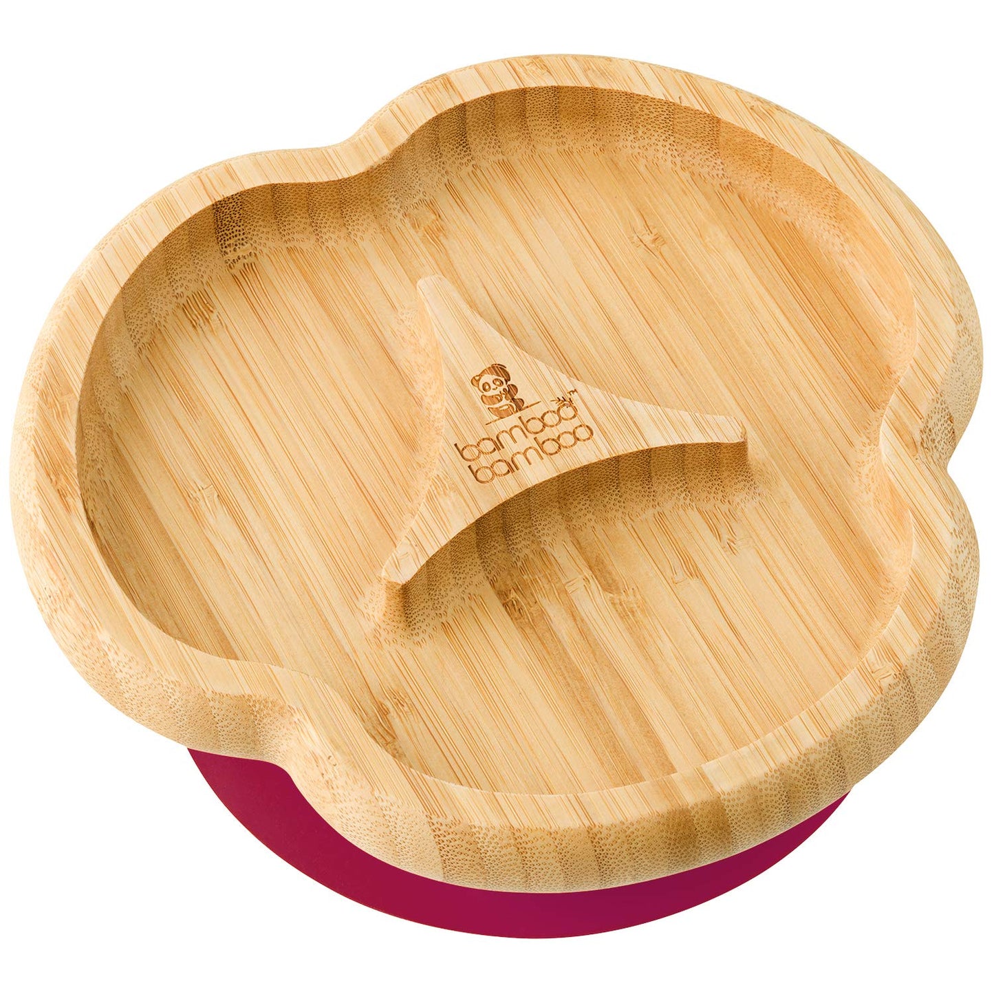 Bamboo Baby Divider Plate with Suction - Kids and Toddler Suction Cup Plate for Babies, Non-toxic All-Natural Bamboo Baby Food P