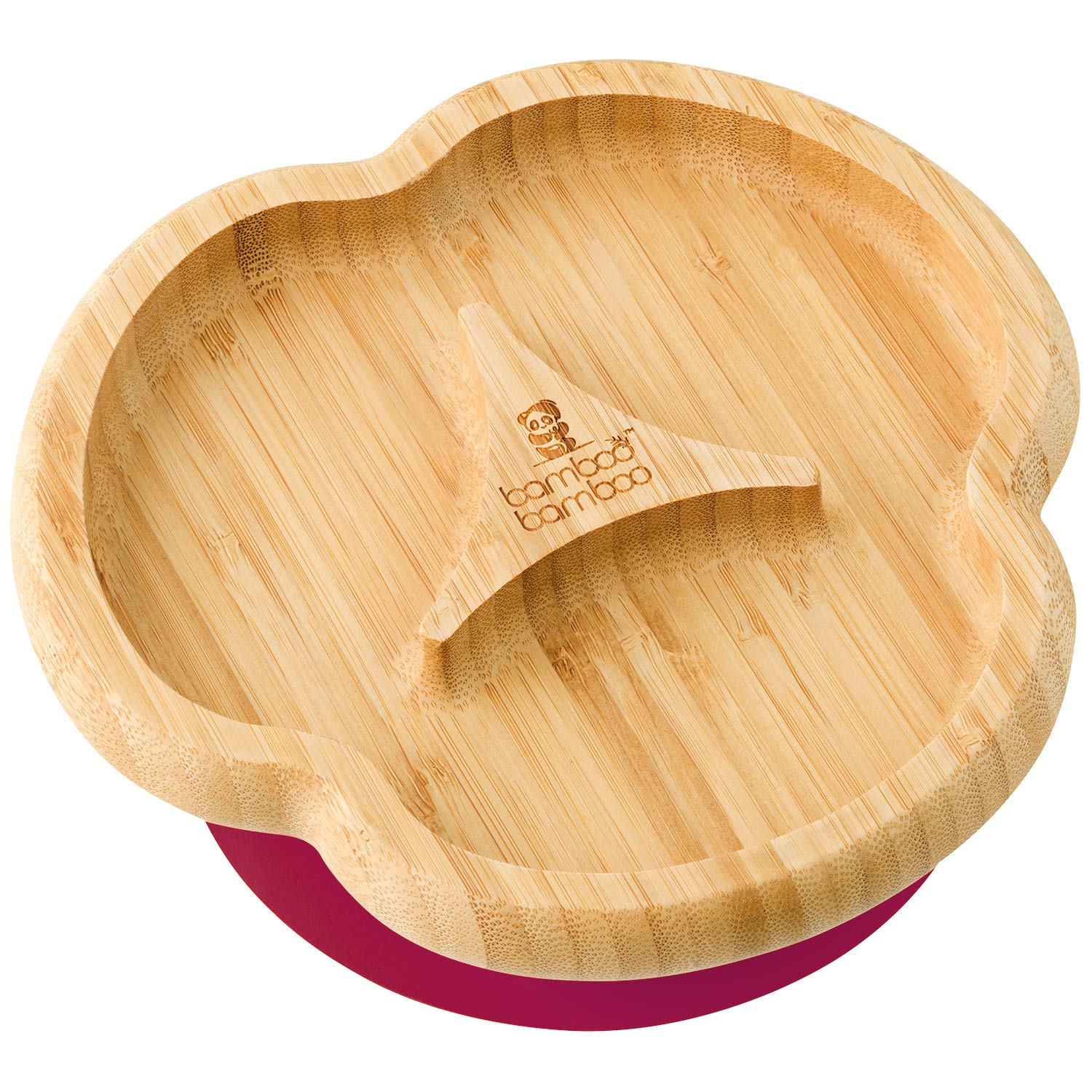 Bamboo Baby Divider Plate with Suction - Kids and Toddler Suction Cup Plate for Babies, Non-toxic All-Natural Bamboo Baby Food P