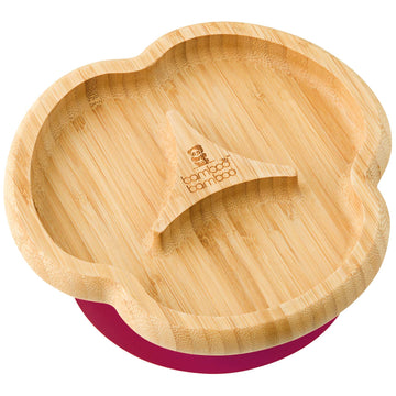 Bamboo Baby Divider Plate with Suction - Kids and Toddler Suction Cup Plate for Babies, Non-toxic All-Natural Bamboo Baby Food P