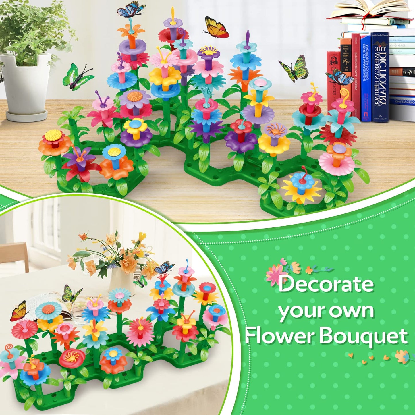 YEEBAY Flower Garden Building Toys for Girls Age 3, 4, 5, 6, 7 Year Old - STEM Gardening Toys for Kids - Stacking Game for Toddl