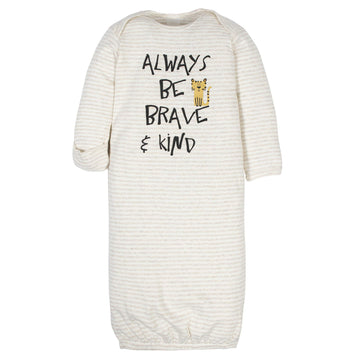 Gerber Unisex Baby Boy And Girls 4-Pack Sleeper Gown Tiger Grey 0-6 Months
