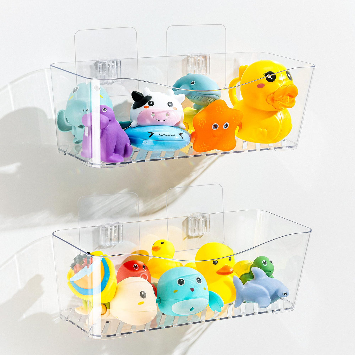 Imncya Bath Toy Storage Clear, Bathtub Toy Storage Organizer, large Capacity Bathtub Shower Caddy, No Drilling QuickDry Drainab