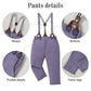Yallet Toddler Baby Boy Clothes Suit Gentleman Wedding Outfits, Formal Dress Shirt+Bowtie+Vest+Boutonniere+Suspender Pants(V Lig