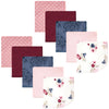 Hudson Baby Unisex Baby Flannel Cotton Washcloths, Dusty Rose Floral 10 Pack, One Size
