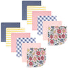 Hudson Baby Unisex Baby Flannel Cotton Washcloths, Pink Blue Pretty Floral 12 Pack, One Size