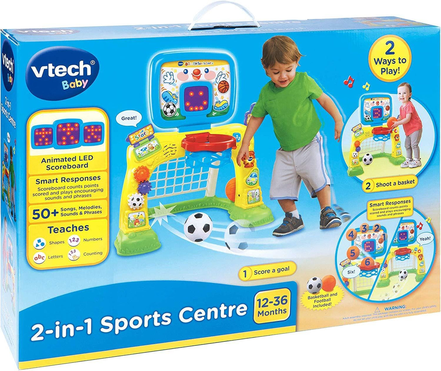 VTech 3-in-1 Sports Centre, Baby Interactive Toy with Colours and Sounds, Learning with Role-Play, Suitable for Baby Boys & Girl