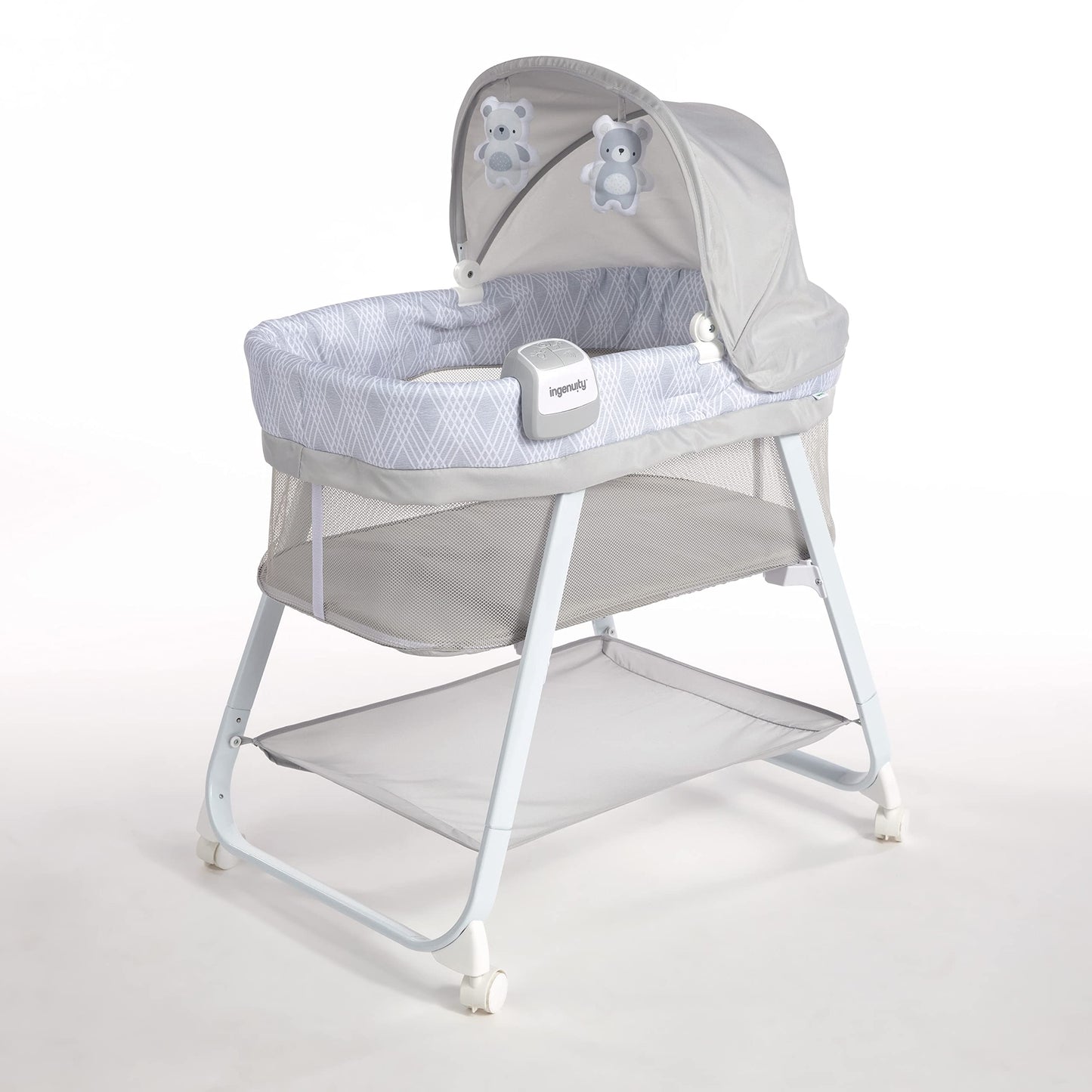 Ingenuity Lullanight Soothing Bassinet For Baby With Locking Wheels & Night Light, Newborn To 5 Months, Gem, 33.4X20.6X43.8'