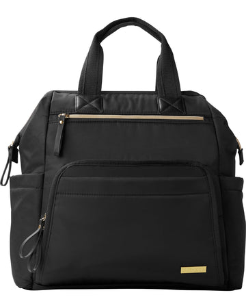 Skip Hop Diaper Bag Backpack: Mainframe Large Capacity Wide Open Structure With Changing Pad & Stroller Attachement, Black With