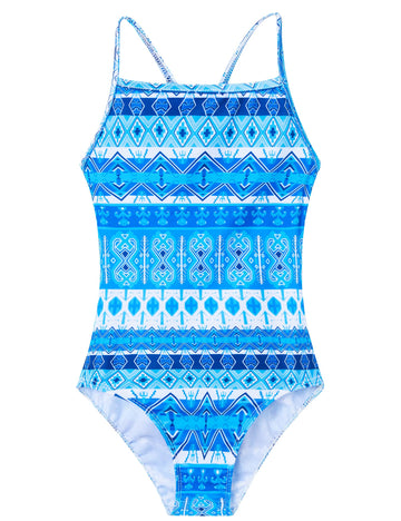 Bathing Suits For Girls Size 3T 4T Toddler Swimsuit Plaid Blue 3D Printed Classic One Piece Swimwear