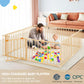 Hommow Wooden Baby Playpen Extra Large, 74?74Foldable Play Fence For Babies And Toddlers,Safety Play Yard With Locking Gate, Cha