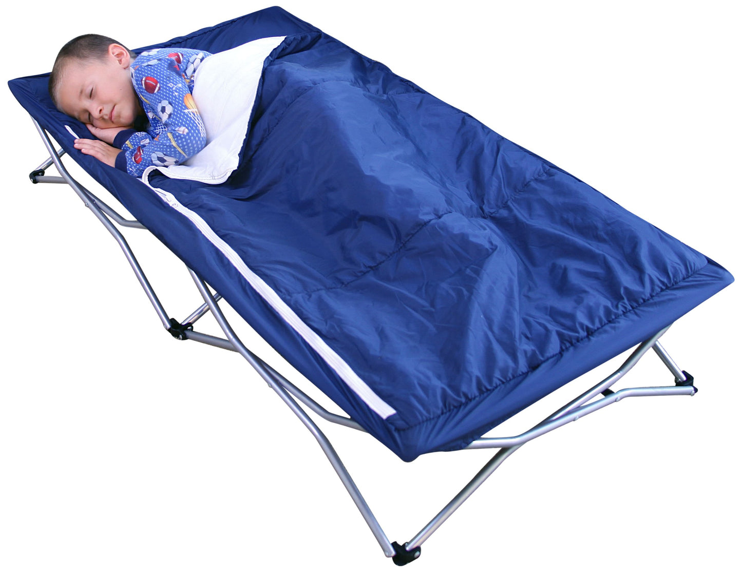 Regalo My Cot Deluxe Portable Toddler Bed, Includes Sleeping Bag, Navy