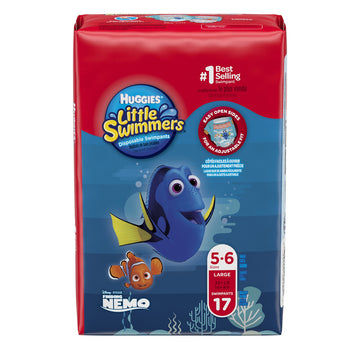Huggies Little Swimmers Disposable Swim Diapers, Swimpants, Size 5-6 Large (over 32 lb.), 17Ct. (pack of 6) (Packaging May Vary)