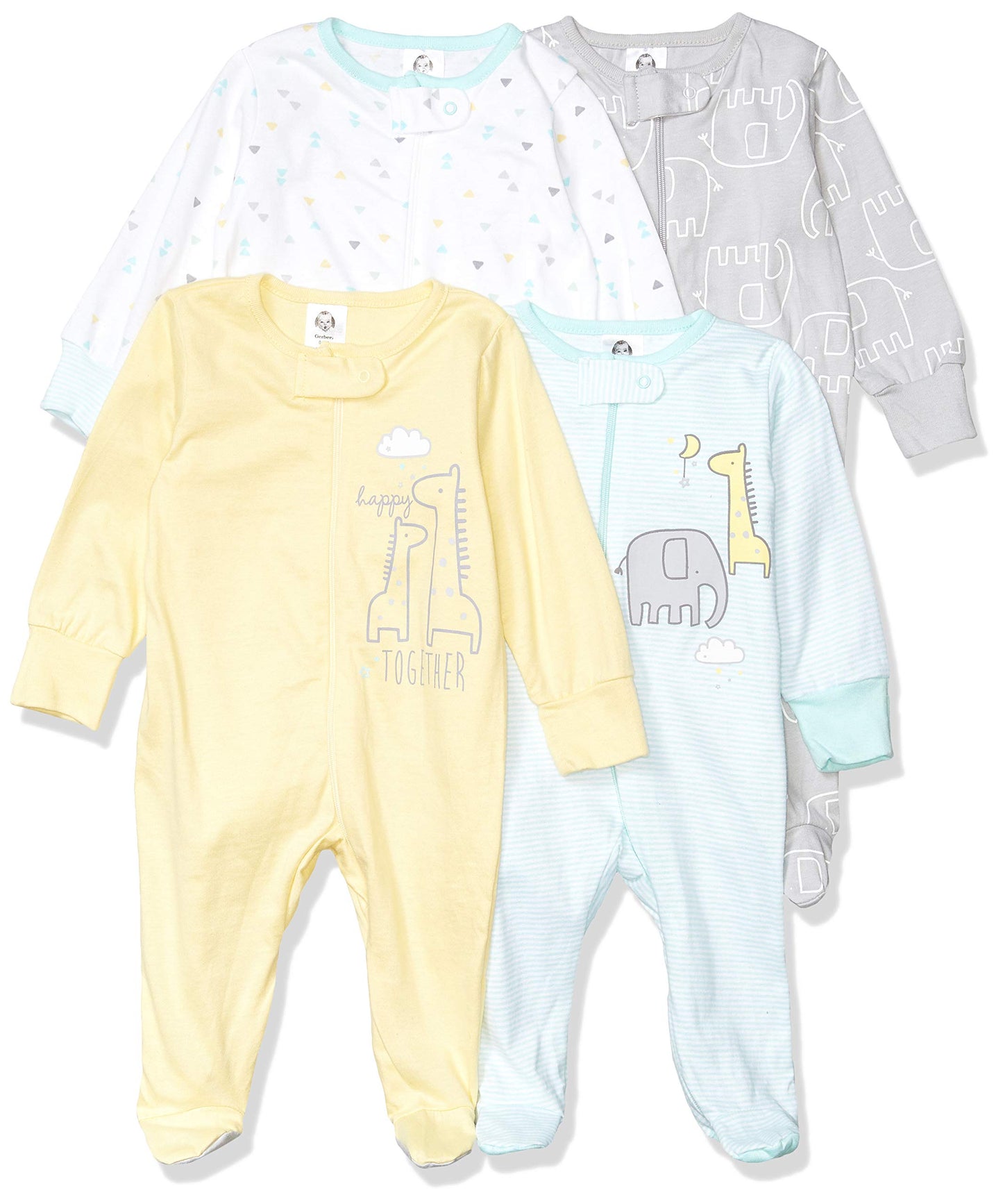 Gerber Baby Girls 4 Pack Sleep N Play Footie Golden Floral 0-3 Months