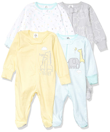 Gerber Baby Girls 4 Pack Sleep N Play Footie Golden Floral 0-3 Months