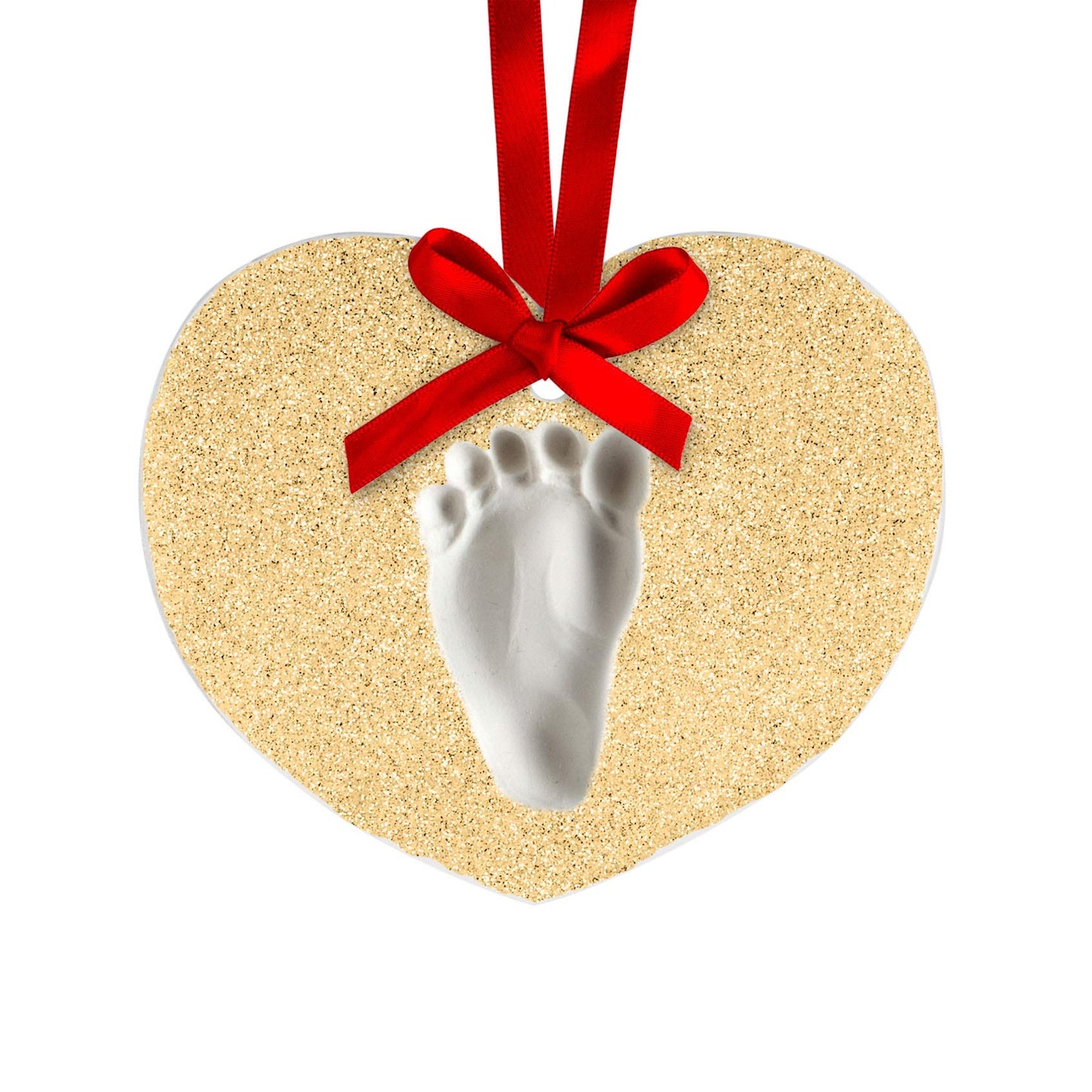 Lil Peach Babys Handprint or Footprint Christmas Ornament Kit, Newborn Holiday Hanging Keepsake Kit, Babys First, Heart Gold G