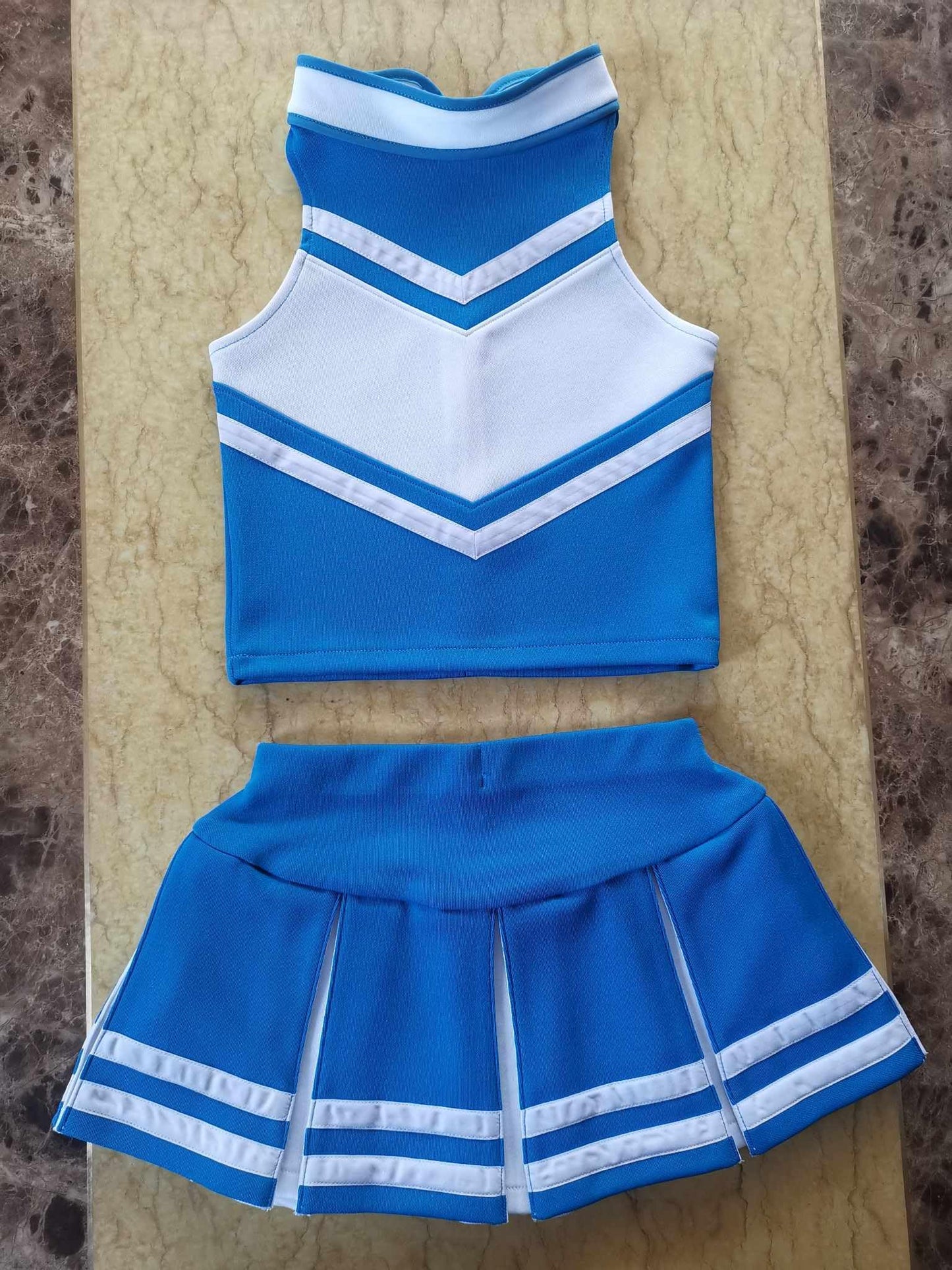 Total 2550 Little Girls' Cheerleader Cheerleading Outfit Uniform Costume Cosplay Halloween Medium Blue/White (L / 8-10)