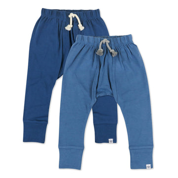 Honestbaby Multipack Honest Pants Joggers Pull On 100% Organic Cotton For Infant Baby And Toddler, Boys, Girls, Unisex, Ombre Bl