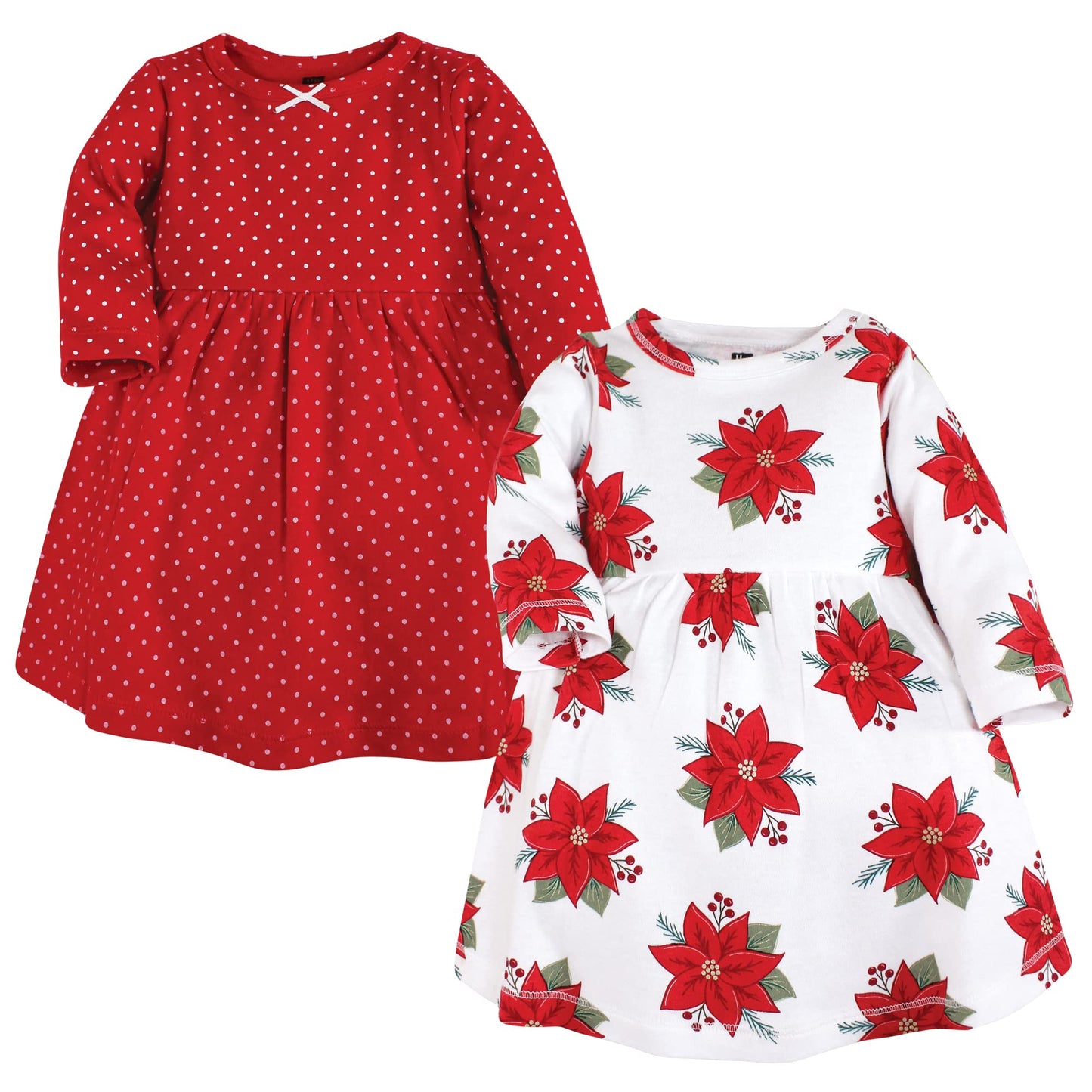Hudson Baby Girls' Cotton Dresses, Poinsettia Dot, 18-24 Months