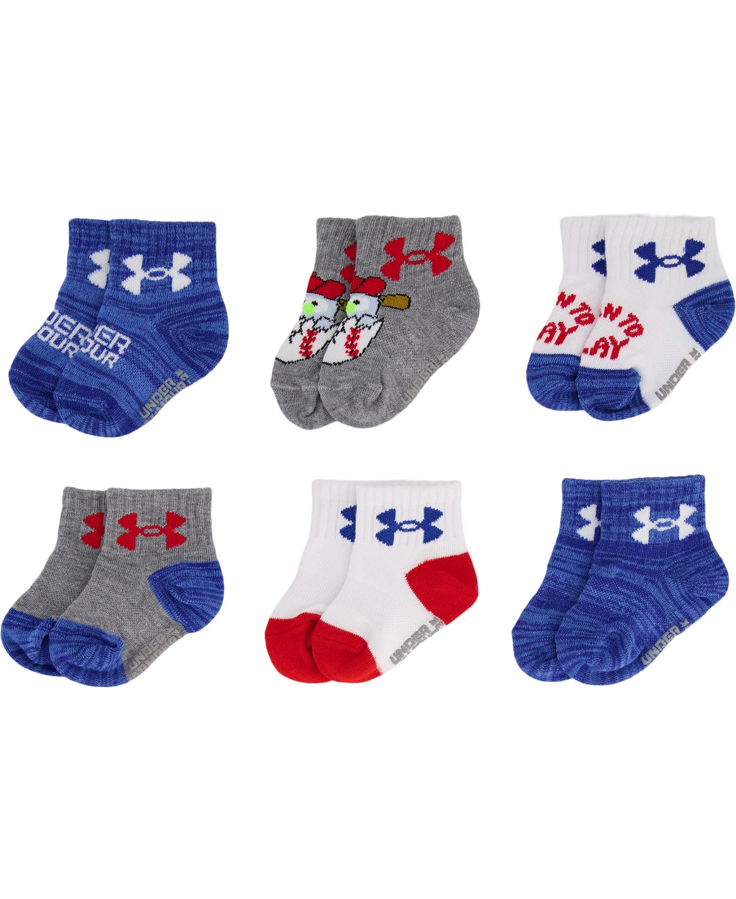 Under Armour Baby Boys Multi Pack Quarter Sock, Baseball Blue, 6-12 Months Us