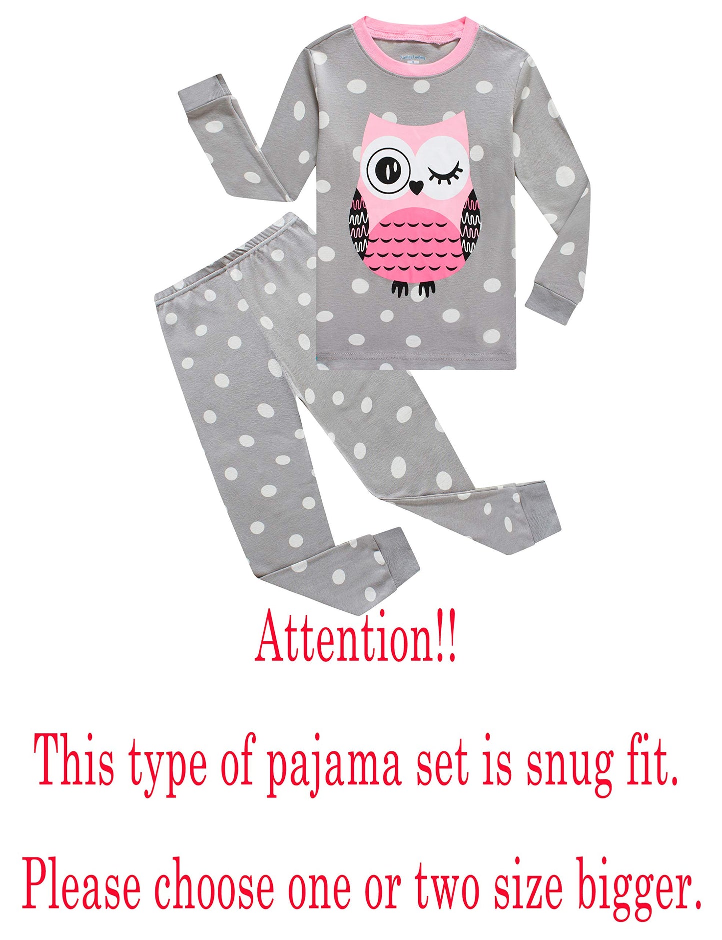 Owl Baby Girls Long Sleeve Pajamas Sets Cotton Pyjamas Infant Kids Pjs Size 12-18 Months