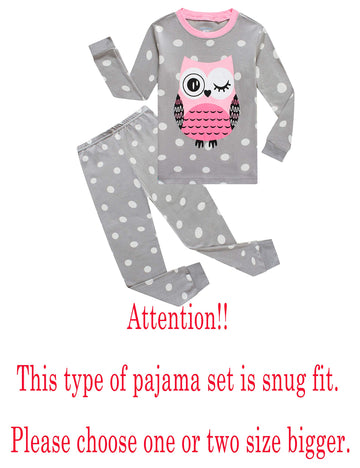 Owl Baby Girls Long Sleeve Pajamas Sets Cotton Pyjamas Infant Kids Pjs Size 12-18 Months
